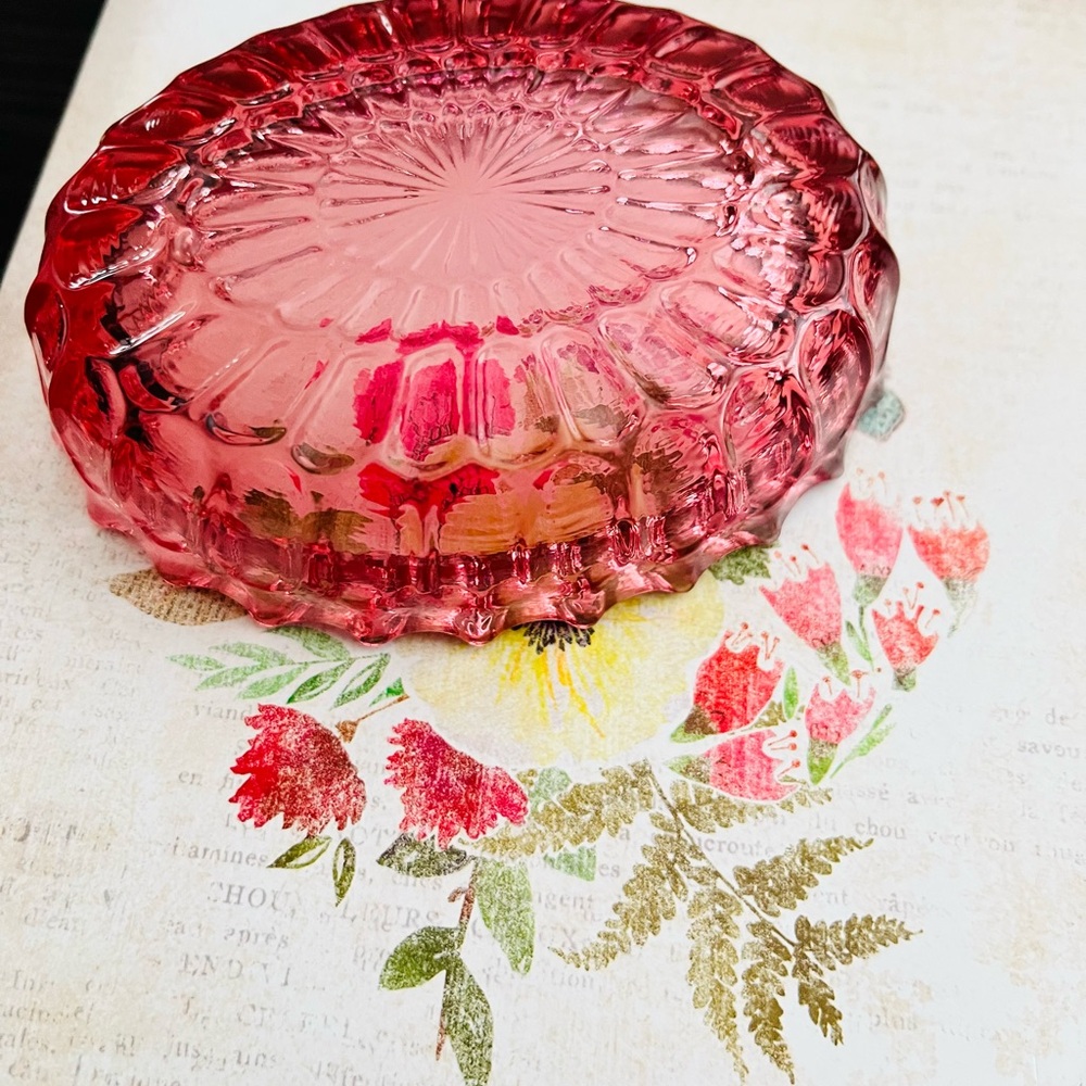 Fenton Pink Thumbprint Ashtray - Picture 3 of 6